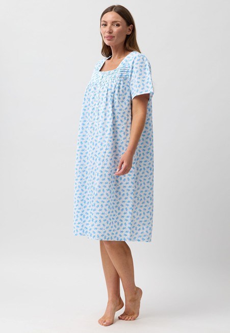 Schrank Womens Rosebud Short Sleeve Nightie - Blue