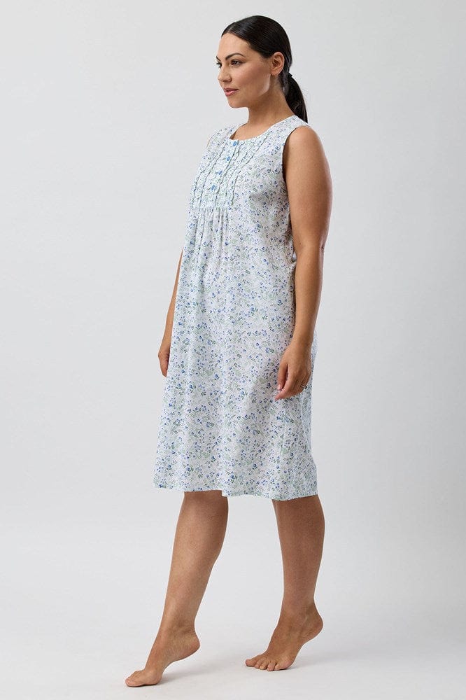 Load image into Gallery viewer, Schrank Womens Pansies Sleeveless Nightie - Blue
