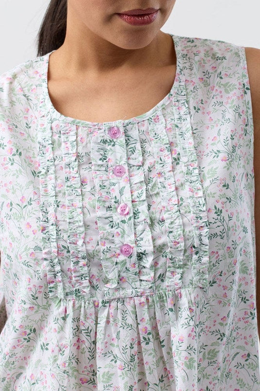 Schrank Womens Pansies Sleeveless Nightie - Pink