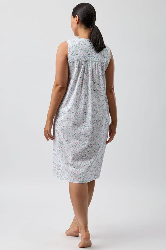 Schrank Womens Pansies Sleeveless Nightie - Pink