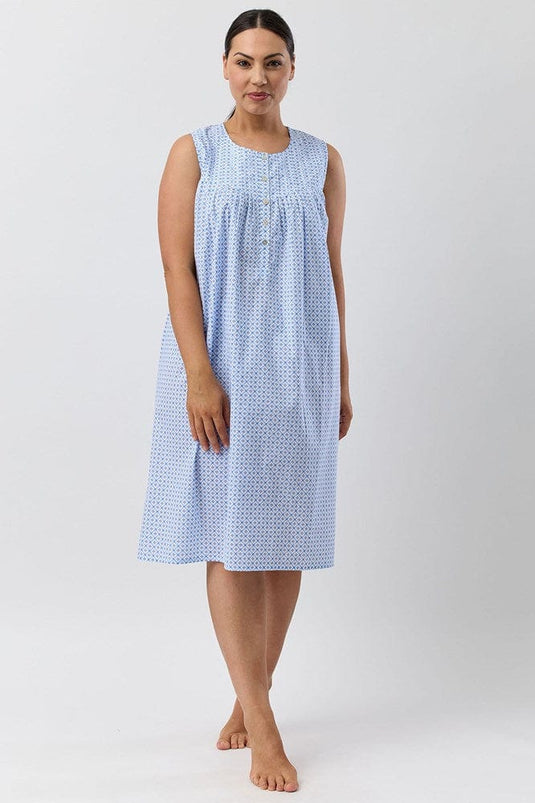 Schrank Womens Geo Sleeveless Nightie - Blue