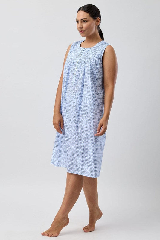 Schrank Womens Geo Sleeveless Nightie - Blue