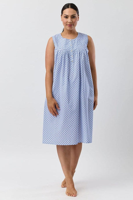 Schrank Womens Geo Sleeveless Nightie - Denim