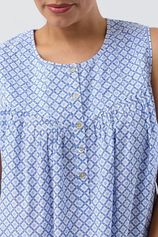 Schrank Womens Geo Sleeveless Nightie - Denim