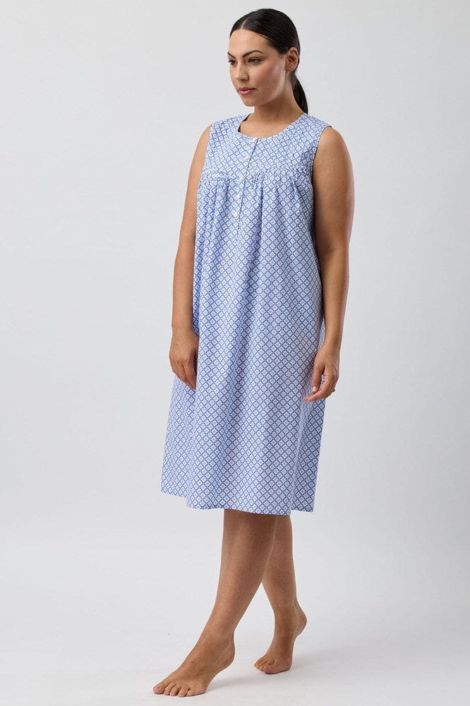 Load image into Gallery viewer, Schrank Womens Geo Sleeveless Nightie - Denim
