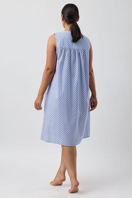 Schrank Womens Geo Sleeveless Nightie - Denim