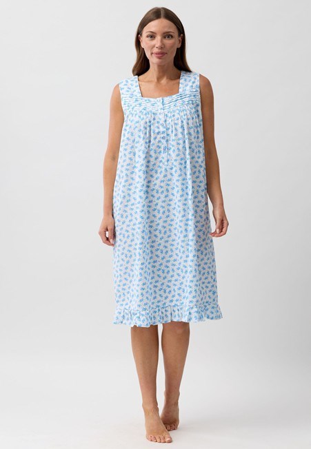 Schrank Womens Rosebud Sleeveless Nightie - Blue