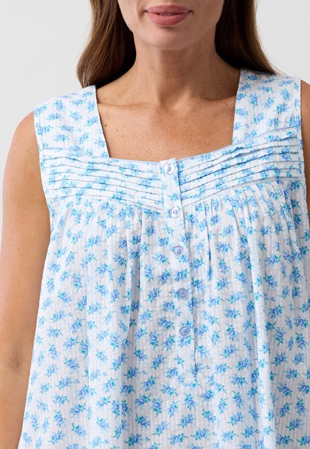 Schrank Womens Rosebud Sleeveless Nightie - Blue