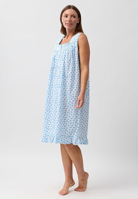 Schrank Womens Rosebud Sleeveless Nightie - Blue
