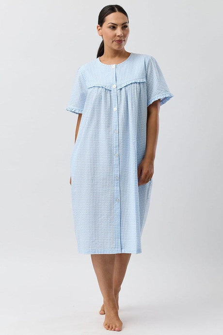 Schrank Womens Seersucker Check Brunch Coat - Blue