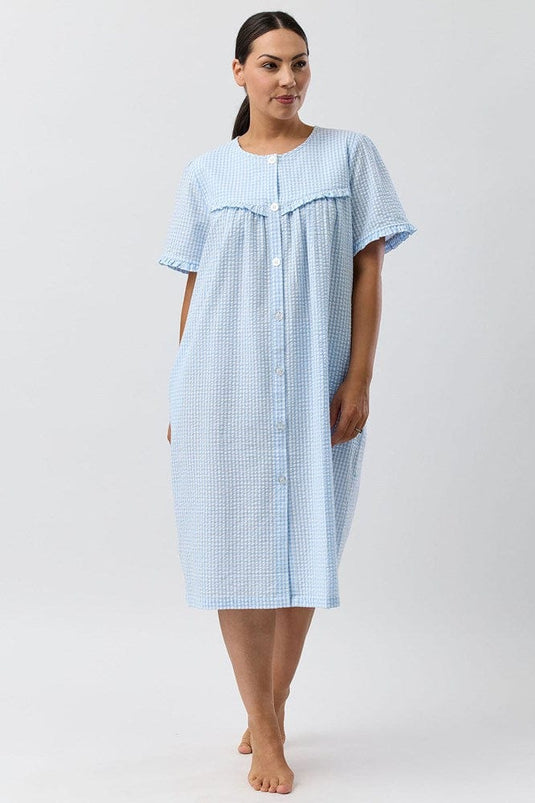Schrank Womens Seersucker Check Brunch Coat - Blue