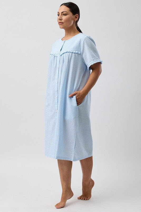 Schrank Womens Seersucker Check Brunch Coat - Blue