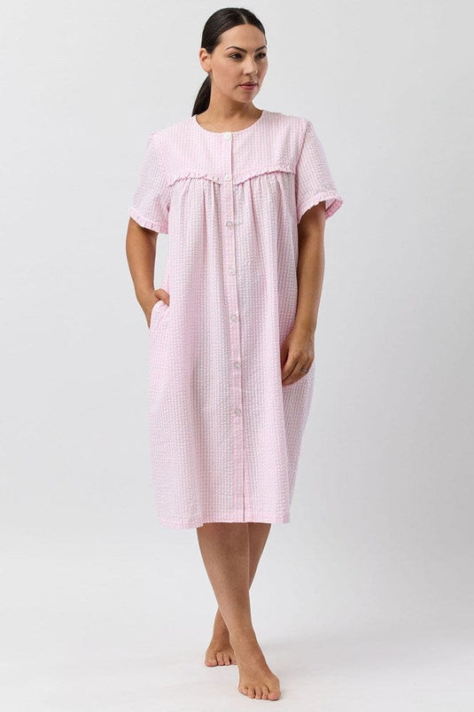 Schrank Womens Seersucker Check Brunch Coat - Pink