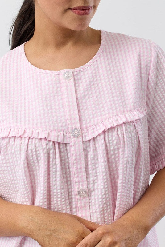 Schrank Womens Seersucker Check Brunch Coat - Pink