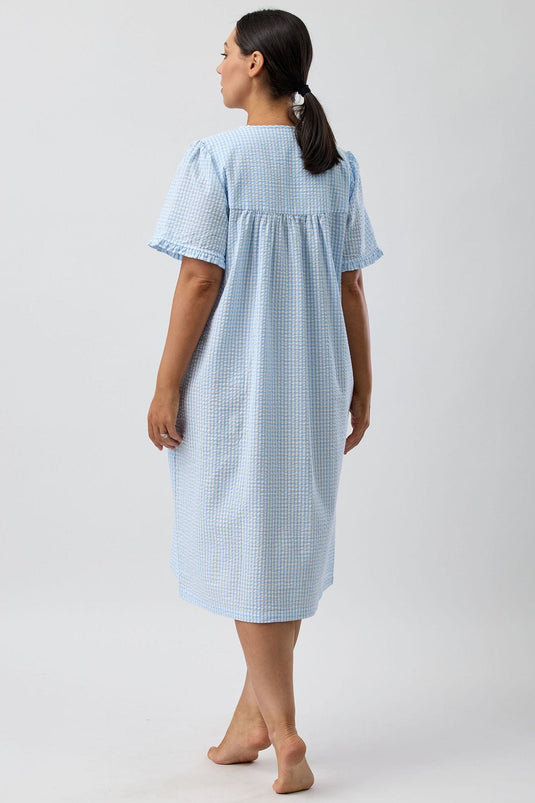 Schrank Womens Seersucker Check Brunch Coat - Blue