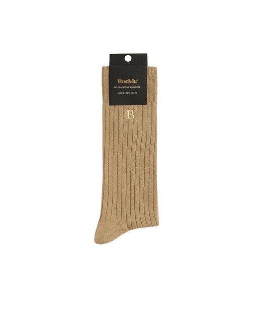 Buckle Mens Australian Cotton B Rib Crew Sock