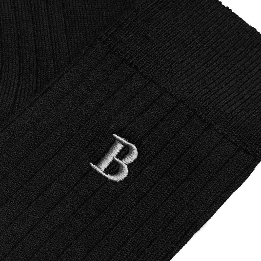 Buckle Mens Merrino Wool B Rib Crew Sock - Black