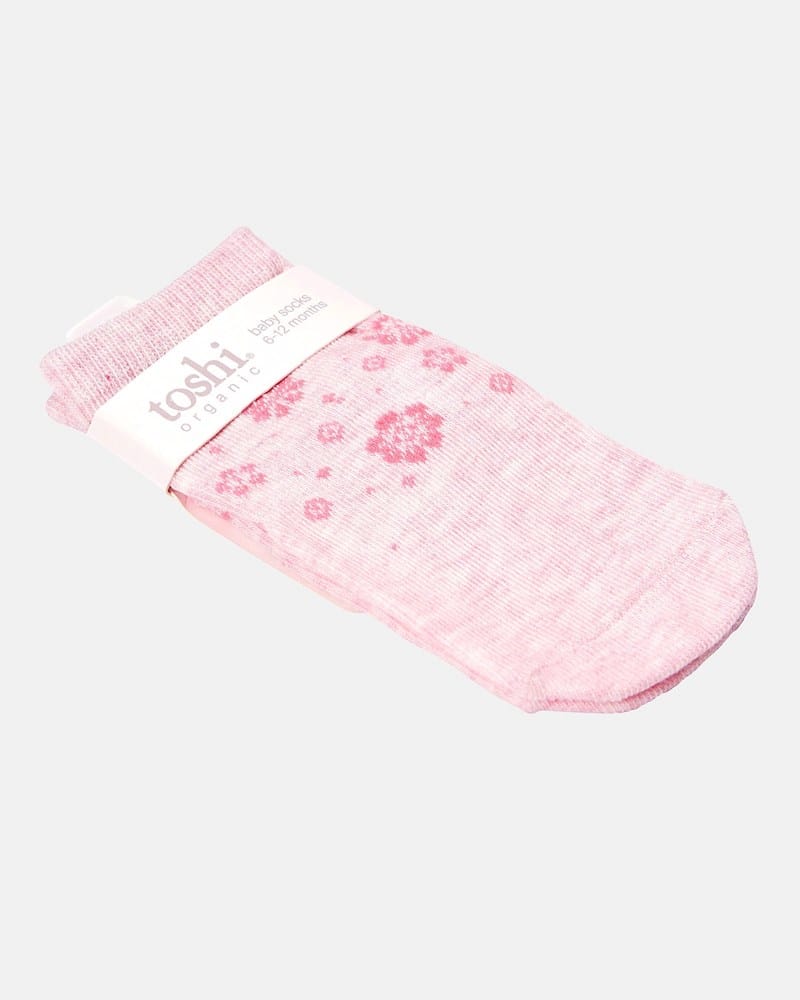 Load image into Gallery viewer, Toshi Baby Organic Socks Ankle Jacquard Fleur
