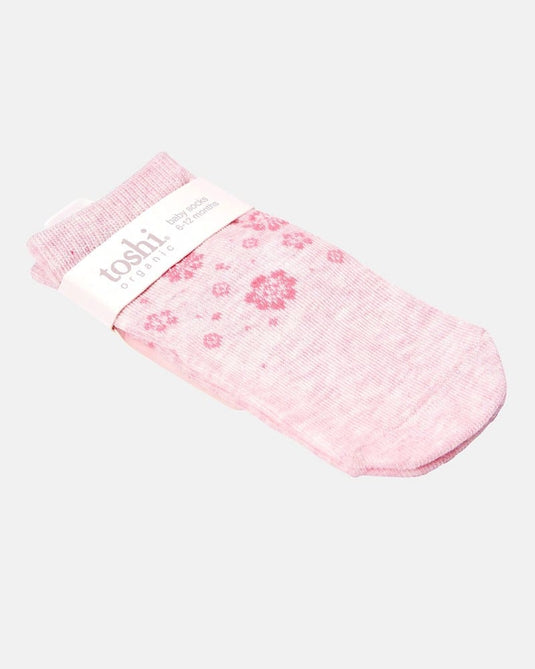 Toshi Baby Organic Socks Ankle Jacquard Fleur