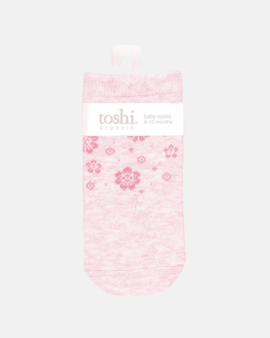 Toshi Baby Organic Socks Ankle Jacquard Fleur