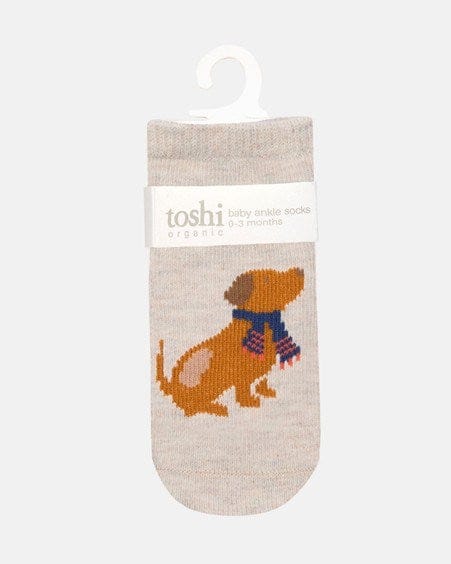 Toshi Baby Organic Socks Ankle Jacquard - Puppy Dog