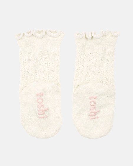 Load image into Gallery viewer, Toshi Baby Organic Socks Knee Frilly Lace - Cream
