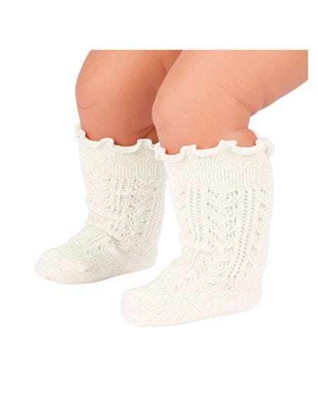 Load image into Gallery viewer, Toshi Baby Organic Socks Knee Frilly Lace - Cream
