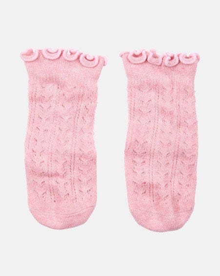 Load image into Gallery viewer, Toshi Baby Organic Socks Knee Frilly Lace - Misty Rose
