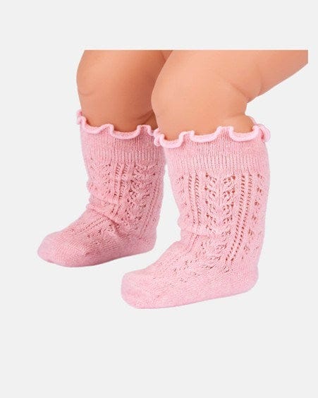 Load image into Gallery viewer, Toshi Baby Organic Socks Knee Frilly Lace - Misty Rose
