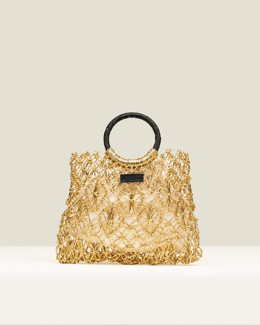 Gaimo Womens Sombra Gold Crochet Mini Bag