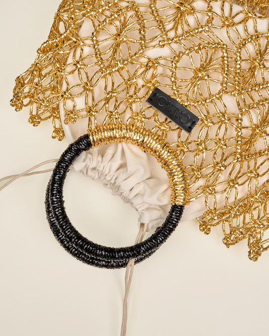 Gaimo Womens Sombra Gold Crochet Mini Bag