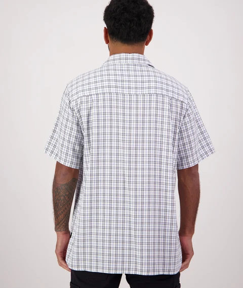Swanndri Mens Russell Shirt-White/Swanni Blue Grid