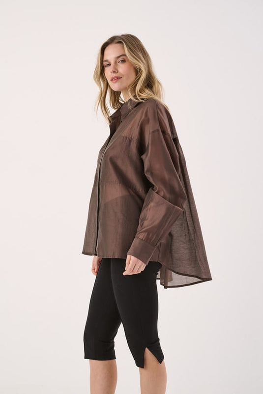 Sass Womens Val Oversized Shirt - Chocolate