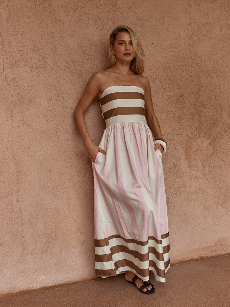 Load image into Gallery viewer, Sass Womens Nea Spliced Strapless Dress - Neapolitan
