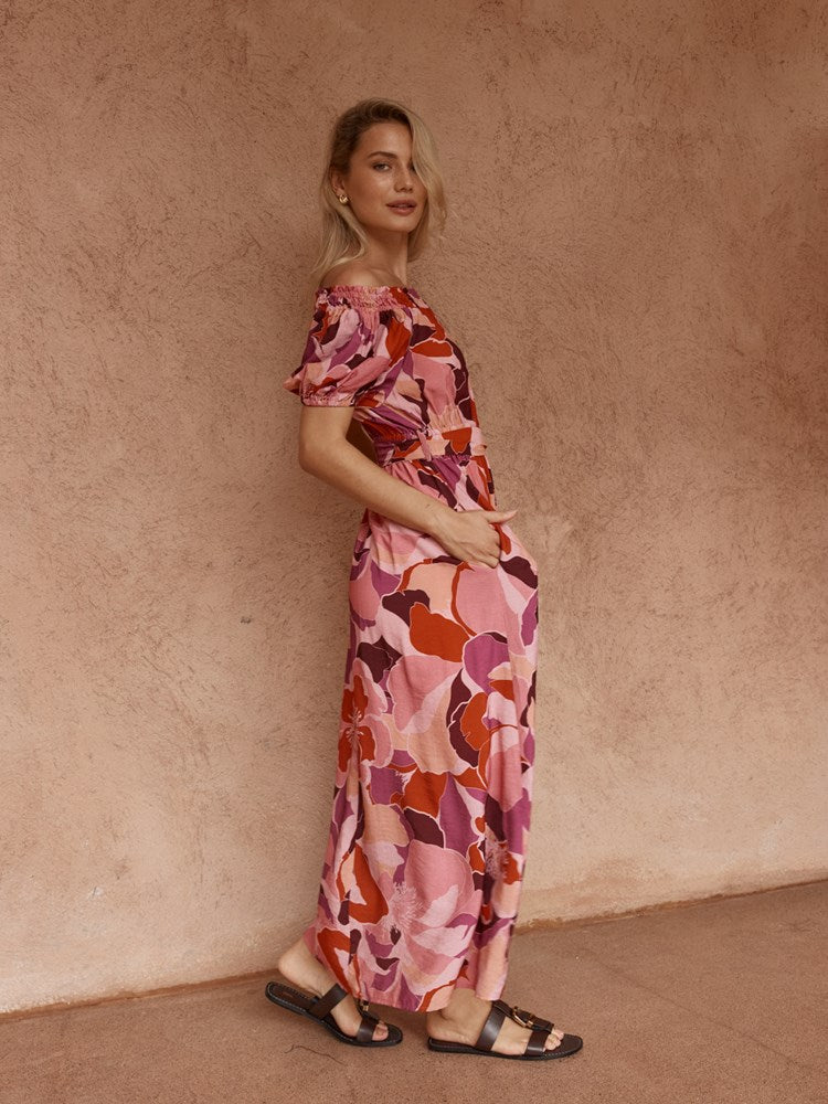 Load image into Gallery viewer, Sass Womens Jo Off Shoulder Dress - Peony Print
