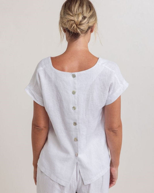 See Saw Womens Linen Button Top