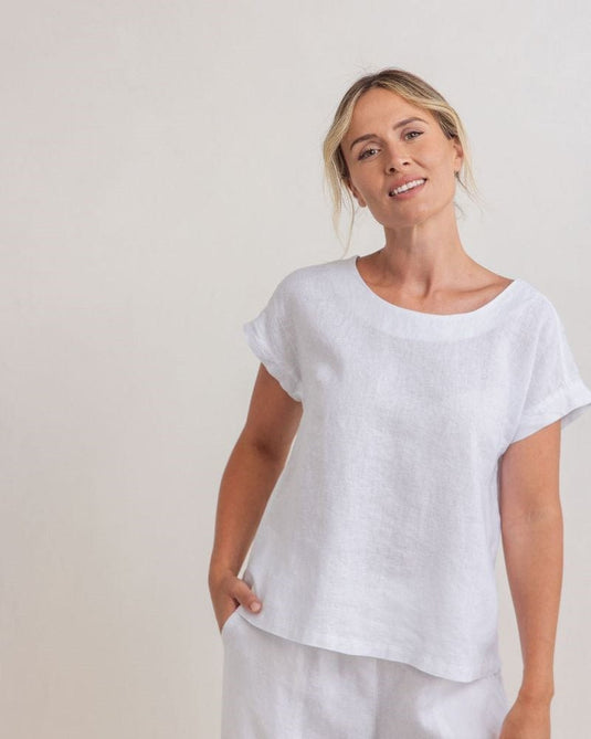 See Saw Womens Linen Button Top