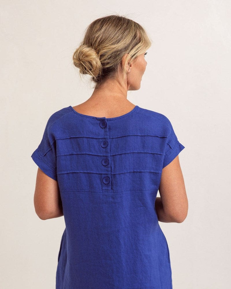 Load image into Gallery viewer, See Saw Womens Linen Cap Sleeve  Dress - Denim
