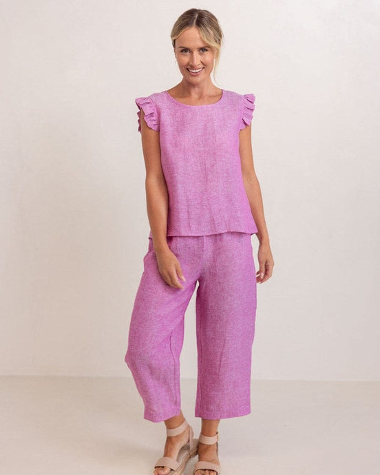 See Saw Womens Linen Elastic Waist Pant
