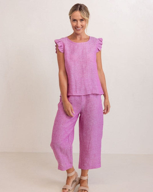See Saw Womens Linen Elastic Waist Pant