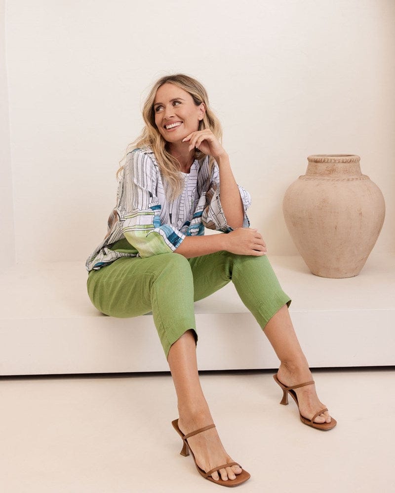 Load image into Gallery viewer, See Saw Womens Linen 7/8 Flat Front Pant - Pistachio
