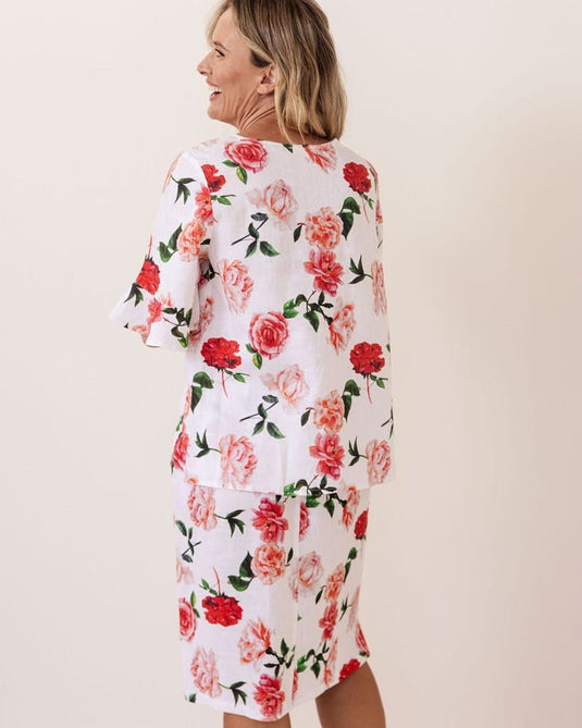 See Saw Womens Straight 2 Pocket Skirt - Roses