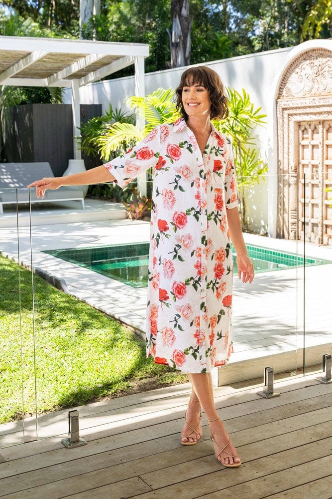 Load image into Gallery viewer, See Saw Womens Long Line Shirtdress - Roses
