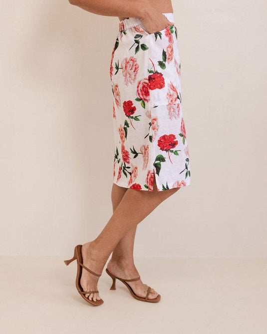 See Saw Womens Straight 2 Pocket Skirt - Roses