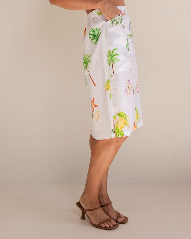 Load image into Gallery viewer, See Saw Womens Linen Straight 2 Pocket Skirt - Paradise
