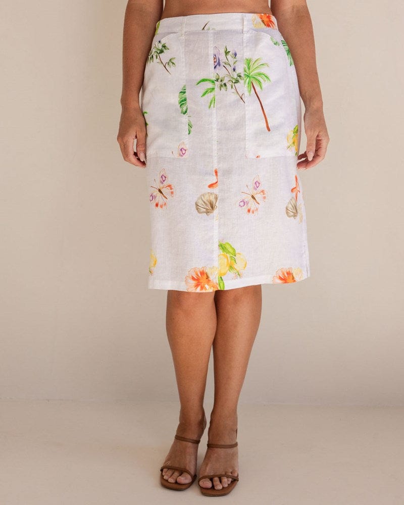Load image into Gallery viewer, See Saw Womens Linen Straight 2 Pocket Skirt - Paradise
