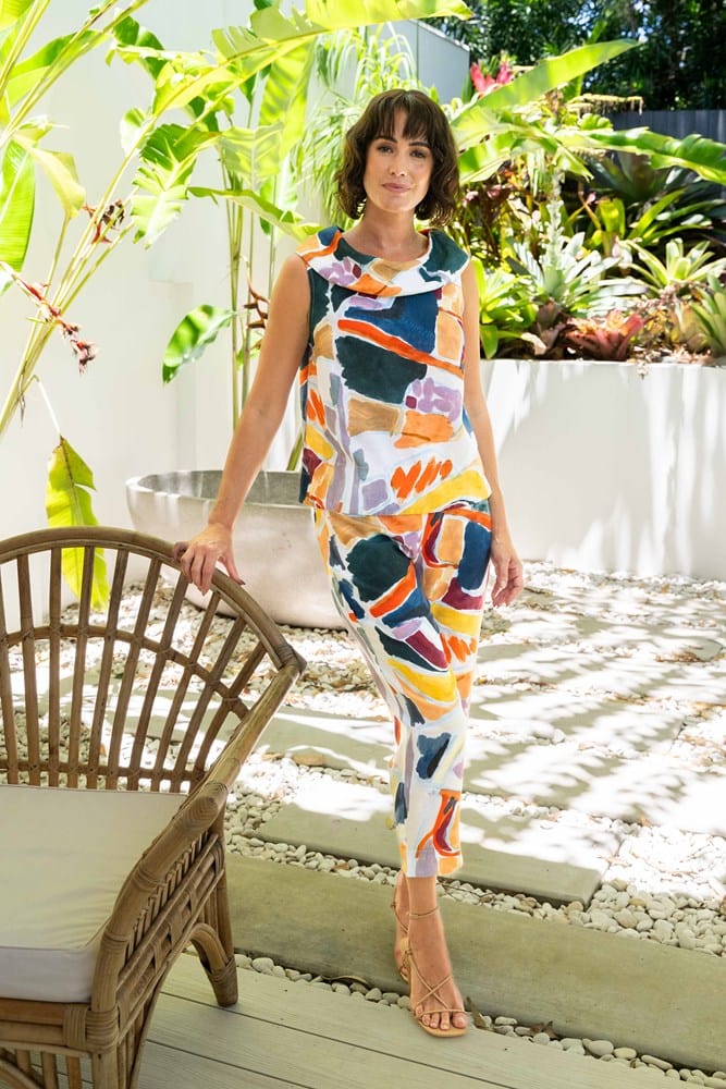 Load image into Gallery viewer, See Saw Womens 7/8 Flat Front Pant - Abstract
