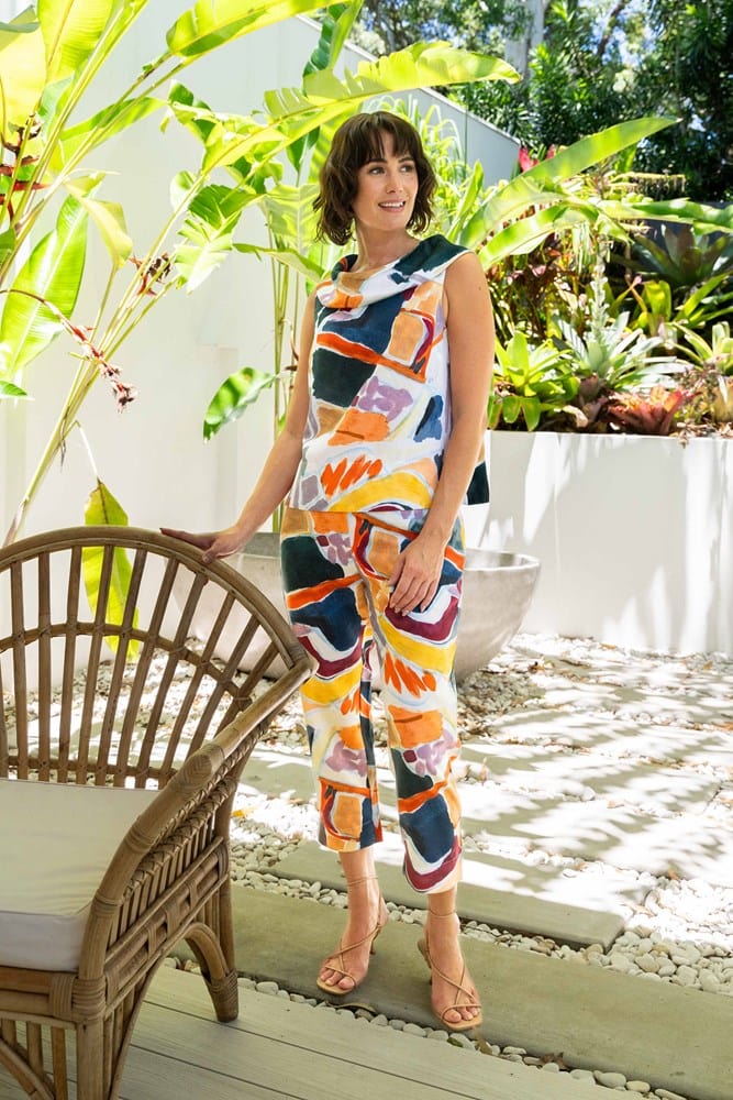 Load image into Gallery viewer, See Saw Womens 7/8 Flat Front Pant - Abstract
