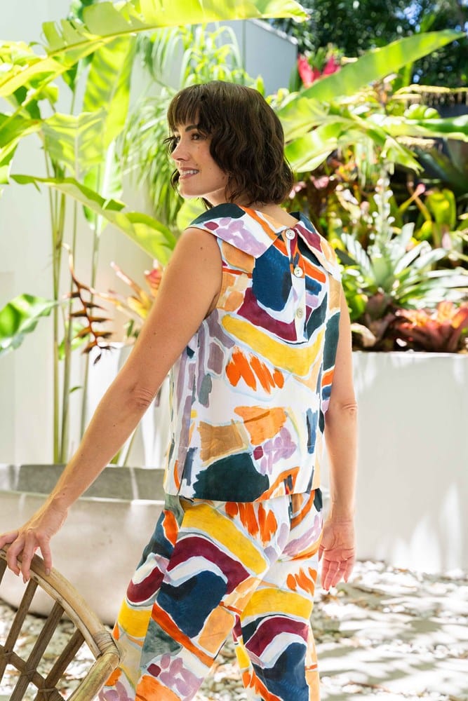 Load image into Gallery viewer, See Saw Womens Tenc/Linen Cowel Neck Top - Abstract
