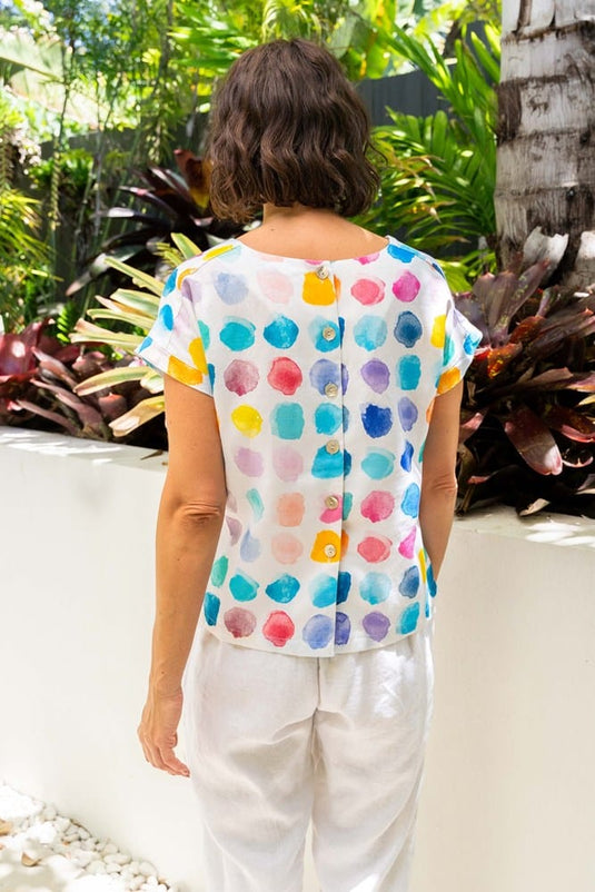 See Saw Womens Linen Cap Sleeve Back Top